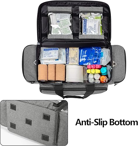 Miniatura 4 de Trunab Bolsa médica profesional, bolsa de almacenamiento de primeros auxilios, bolsa vacía para responder a emergencias para trauma, con divisores