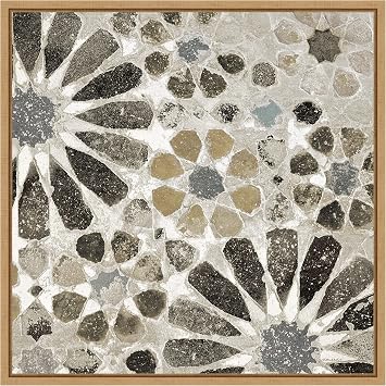 Amanti Art Framed Canvas Wall Art 16x16 Alhambra Tile II Neutral by Sue Schlabach, Framed Wall Art Canvas, Abstract Artwork, Modern Contemporary Decor, Small Poster Painting for Living Room, Bedroom