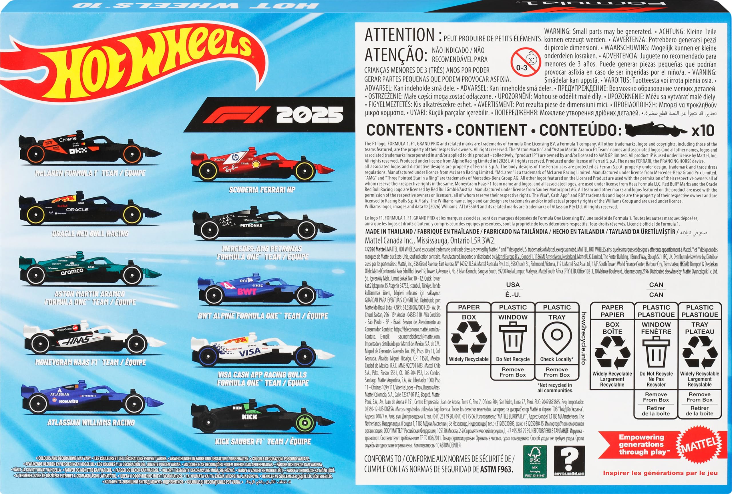 Hot Wheels Formula 1 Toy Cars, Set of 10 1:64 Scale Die-Cast Racecars Representing Each 2025 F1 Racing Team — Amazon image 6