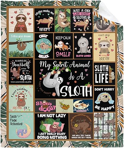 Miniatura 6 de Khumbhira My Sprit - Manta con diseño de perezoso y hojas verdes, regalos para niños y niñas, decoración kawaii, suave, ligera, de franela, forro