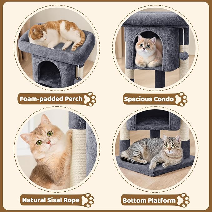 Árbol para gatos Yaheetech 23.5in Estable y compacto 3 niveles gris oscuro miniatura 8