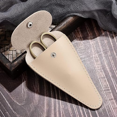 Miniatura 5 de HITOPTY Tijeras pequeñas con detalles de precisión, tijeras de bordado vintage de punta afilada de 4.3 pulgadas, con funda para manualidades,