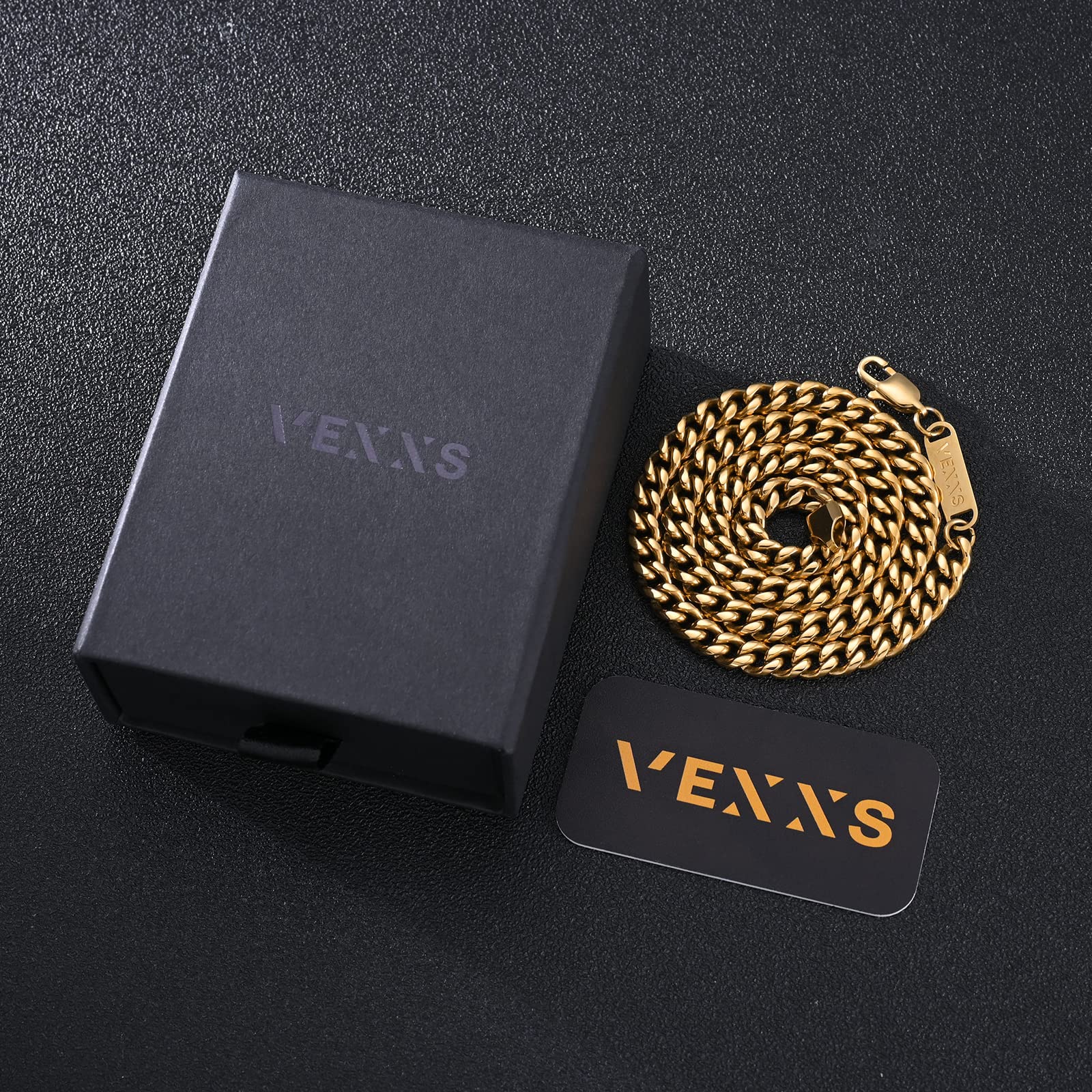 VEXXS 18K Gold beschichtet Cuban Halskette Panzerkette Miami Kubanische Gliederkette Herren Nickelfrei