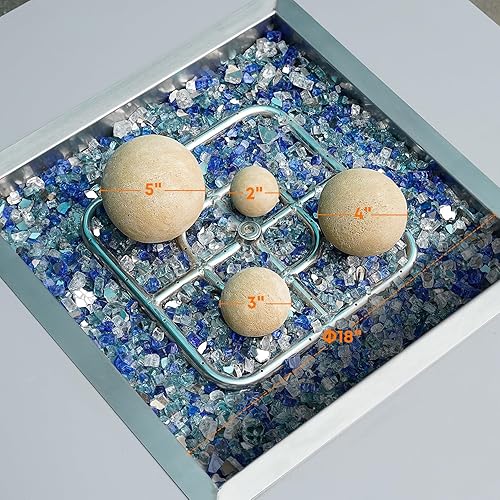 Miniatura 10 de Stanbroil Bolas de fuego de cerámica  Piedras redondas de fuego de 5 pulgadas para hoguera y chimenea  Juego de 6, color gris