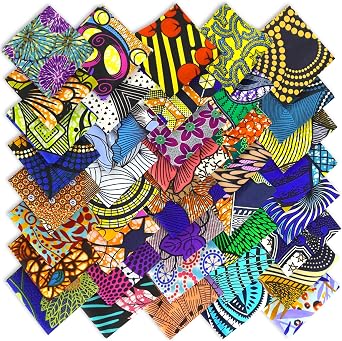 levylisa 40 Pieces African Wax Print Fabric Ethnic Pattern Pre Cut Quilting Cloth Fabric Fat Quarters Bundles for Sewing Patchwork Face Protectors Crafting Projects, 10 x 10 Inch