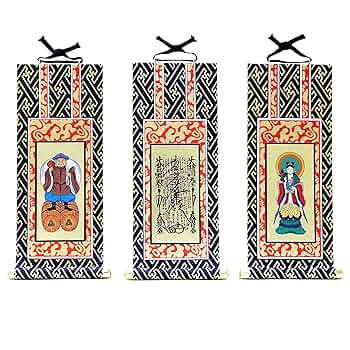 日蓮宗曼荼羅 Amazon｜「九華工房 掛軸3枚セット」【日蓮宗】曼荼羅 お仏壇用