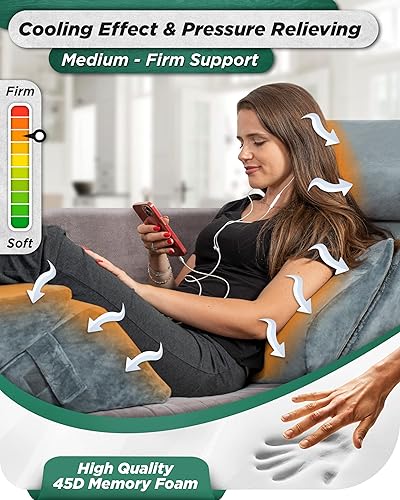 Miniatura 7 de Lunix LX13 Juego de 6 almohadas de cuña azul marino y funda de repuesto blanca