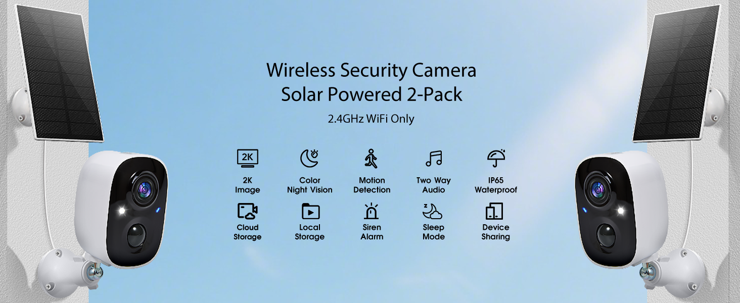 GMK Telecamere Di Sicurezza Wireless Esterno 2K - Visione Notturna A Colori, Batteria Ricaricabile, Rilevamento PIR, IP65, 3MP, WiFi 2.4G