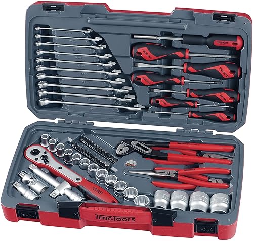 Teng Tools Juego de 68 piezas de 12 pulgada de 12 puntos métricos regularpoco profundos y juego de herramientas - T1268