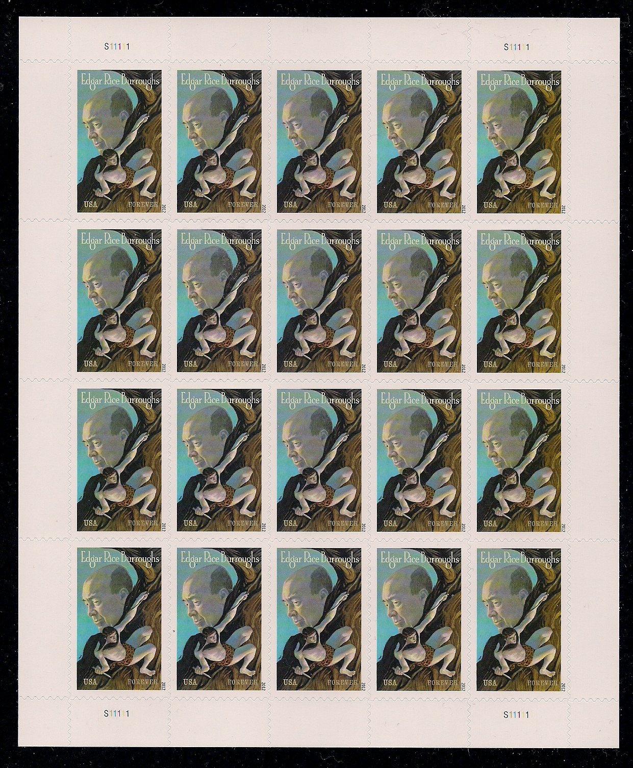 United States Postal Service Edgar Rice Burroughs Sheet of 20 Mint US Postage Forever Stamps 4702