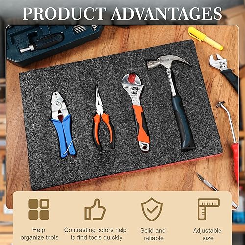 Miniatura 5 de 3 piezas de cajas de herramientas, organizadores de espuma, forro de caja de herramientas, herramienta de sombra ajustable, cajón, insertos de