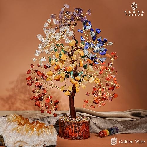 Miniatura 5 de Árbol de la vida de cristal curativo de 7 chakras, árboles bonsái hechos a mano para energía positiva, dinero y buena suerte, árbol para decoración