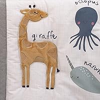 Vista 3 de NoJo Zoo Animals - Juego de cama para cuna de 4 piezas, color blanco y gris