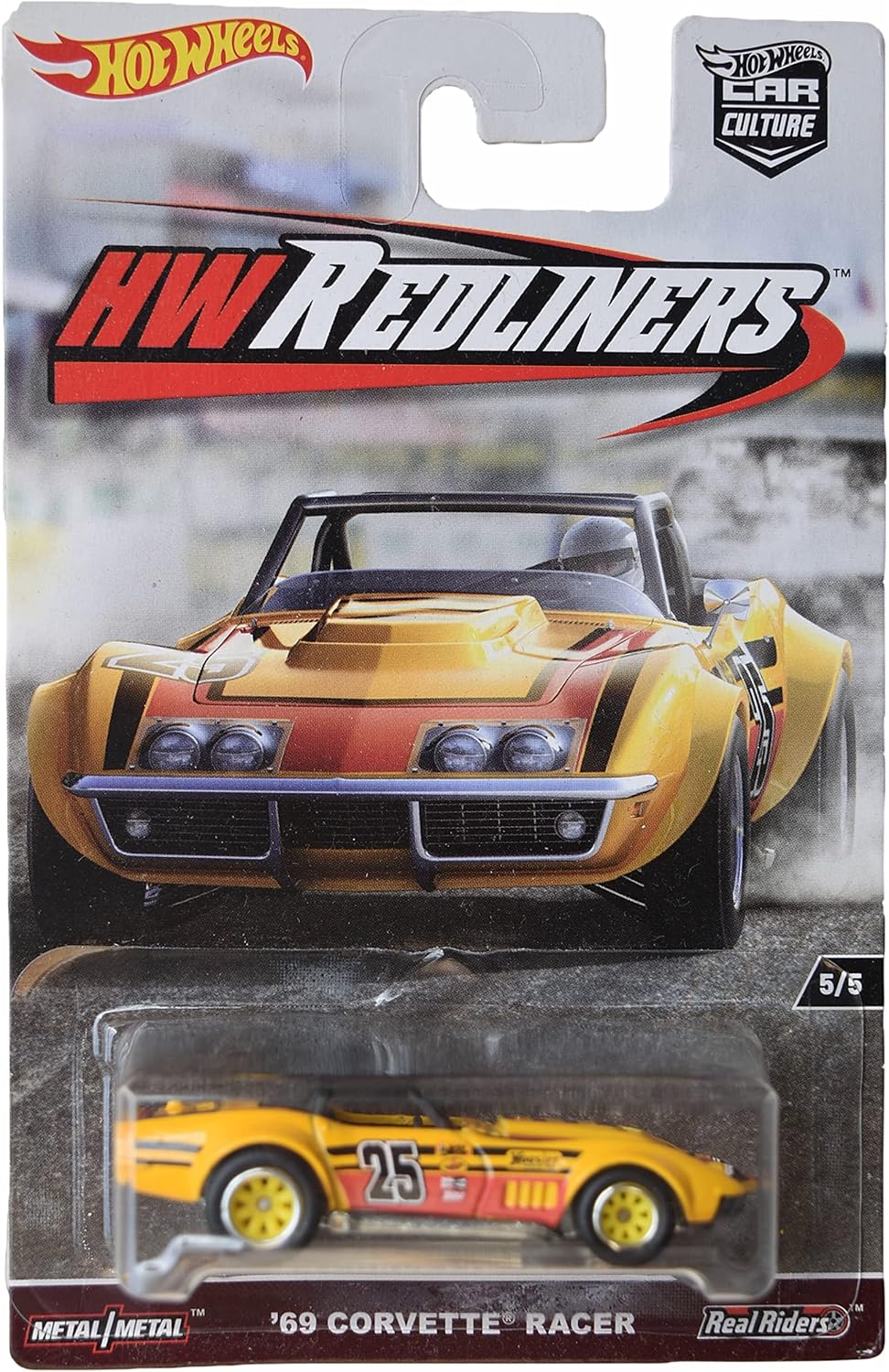 Hot Wheels '69 Corvette Racer - Car Culture Redliners 5/5 Yellow