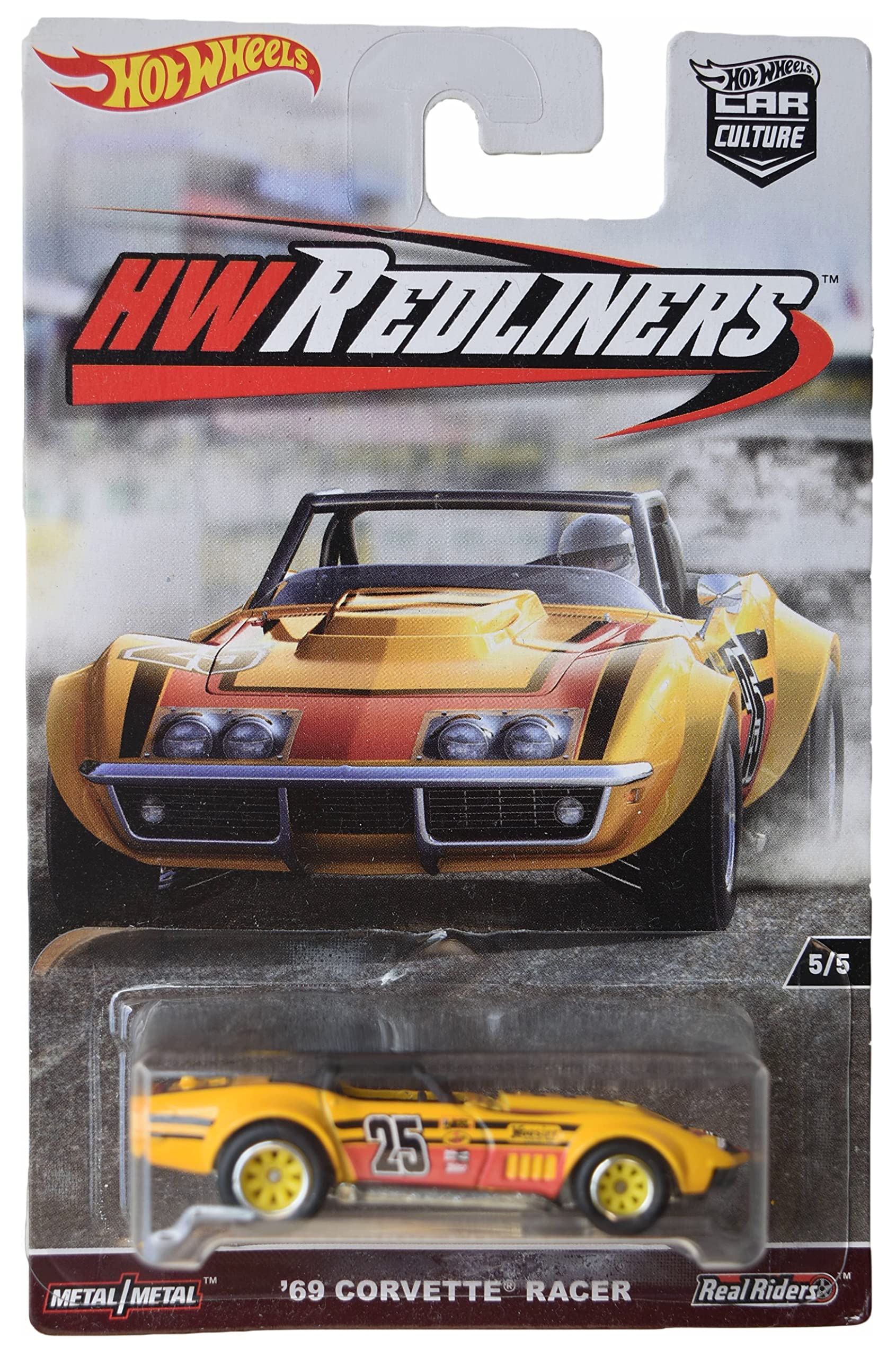 Hot Wheels '69 Corvette Racer - Car Culture Redliners 5/5 Yellow