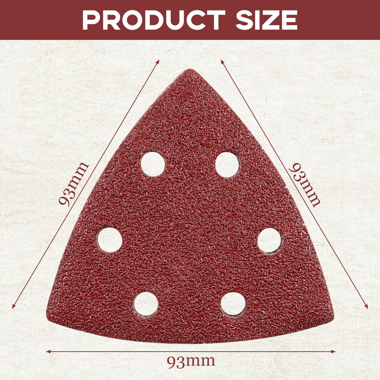 Schleifpapier Dreieckschleifer, 60 Stück Delta Schleifpapier Klett 90x90x90mm Schleifdreiecke Schleifblätter 6 Loch, 40/60/80/120/180/240 je Korn x 10, für Deltaschleifer & Multischleifer