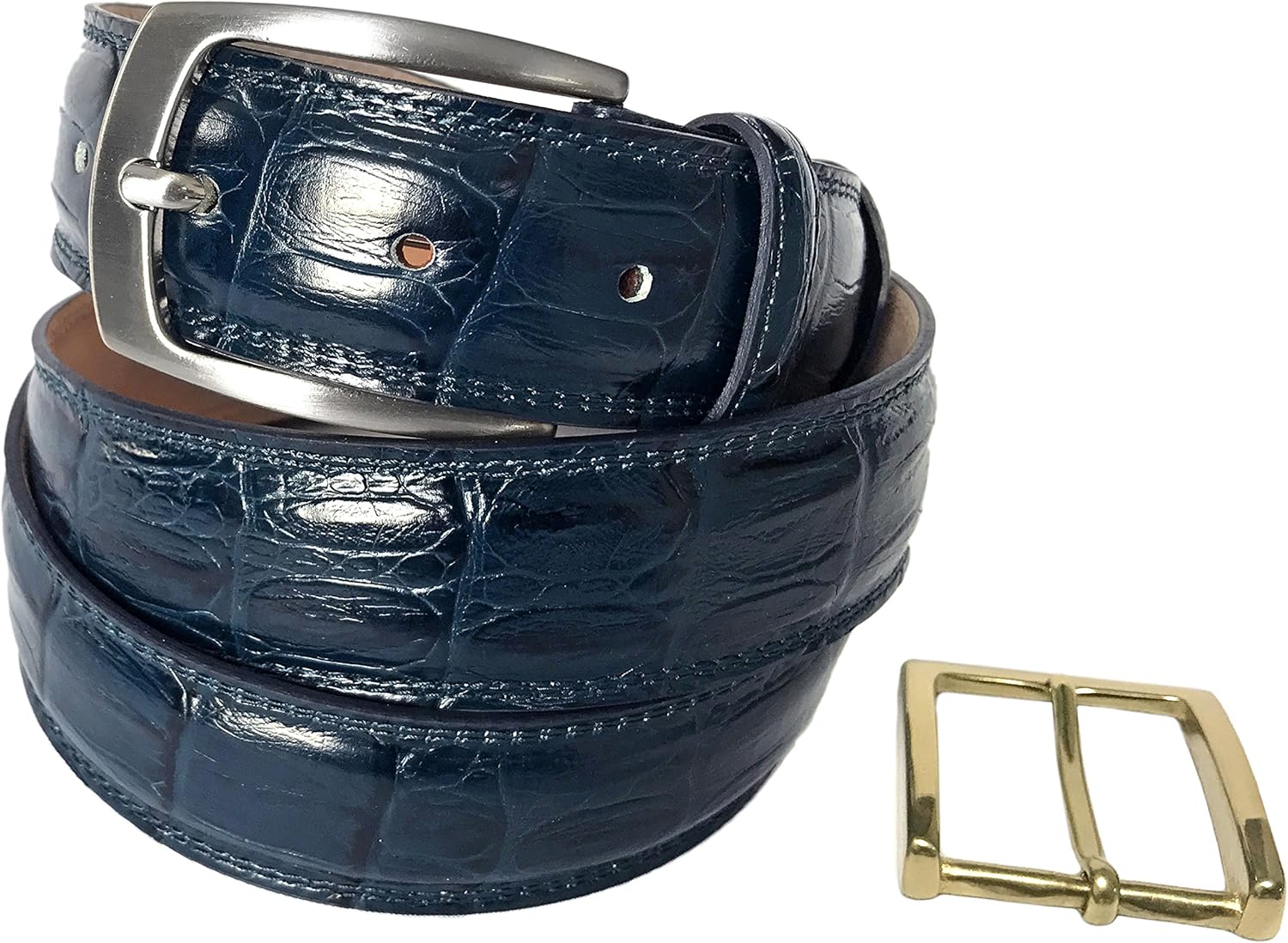 Fresco Golf Full Grain Italian Leather Crocodile Embossed Men's Belt