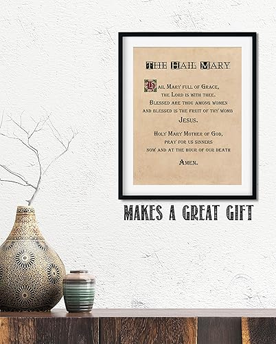 Miniatura 3 de Arte de pared con texto en inglés "Hail Mary", impresión sin marco, versión impresionante de la oración de la Madre María, decoración de pared