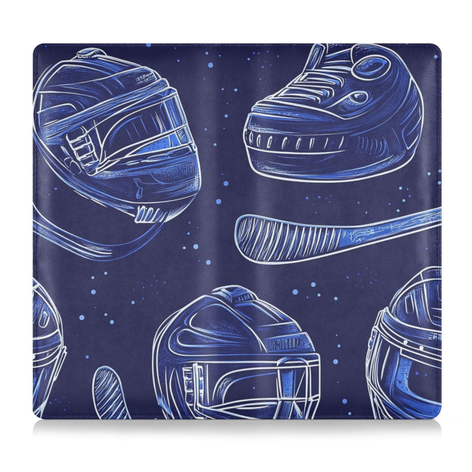 EtherSpher Ice Hockey Pattern Blue Premium Leather Toursuit car registration and insurance card holder Essential Car Wallet Case for Cards, Essential Document Driver License
