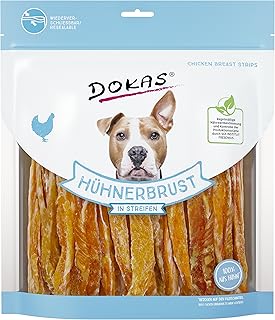 Dokas Dog HÜHNERBRUST in Streifen | 500 g | Ergänzungsfuttermittel für Hunde | Getrocknete Hühnerbrust in Streifen | Für Hunde aller Größen und Rassen geeignet product image