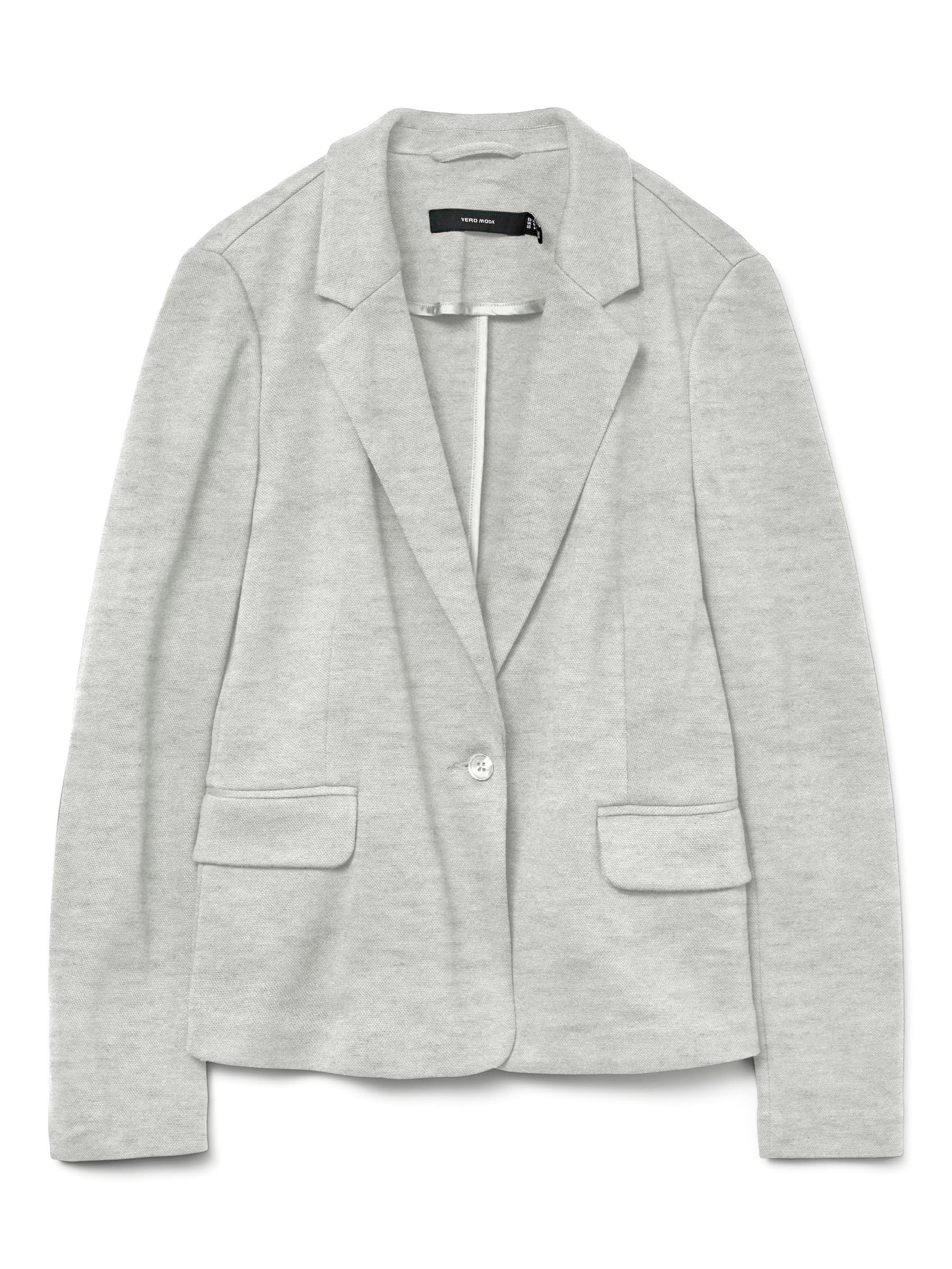 Vero Moda Women's Grey (Light Grey Melange) Vmjulia Dnm Noos Blazer, 14 Uk