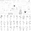Esland Realistic Temporary Tattoos - 60 Sheets Small Fake Tattoos, 30 Pcs Meaningful Scripts Words Tattoos, 30 Pcs Line Art Wild Flower Nature Tattoo Stickers for Women and Men