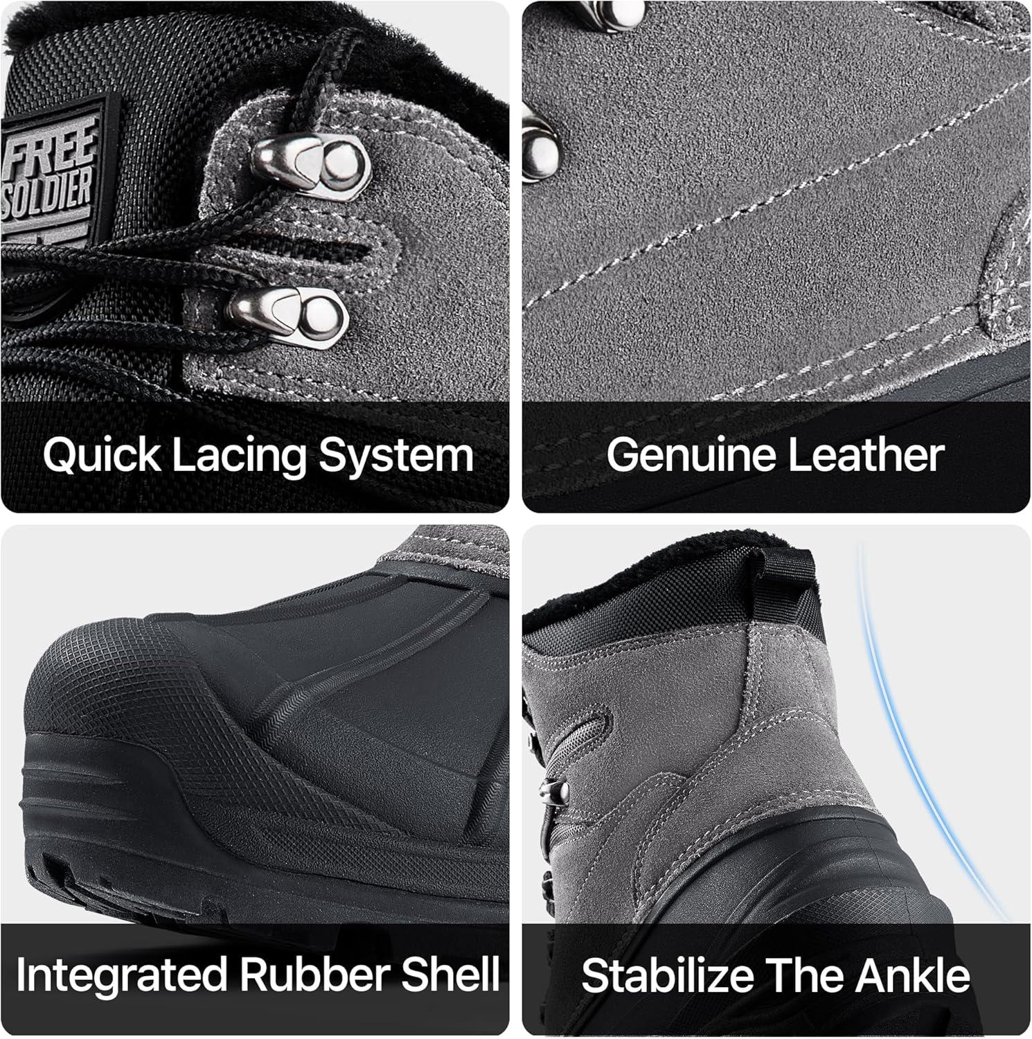 FREE SOLDIER Mens Snow Winter Boots for Men Warm Fleece Lining Winter Ski Shoes Waterproof Insulated Booties - Image 7