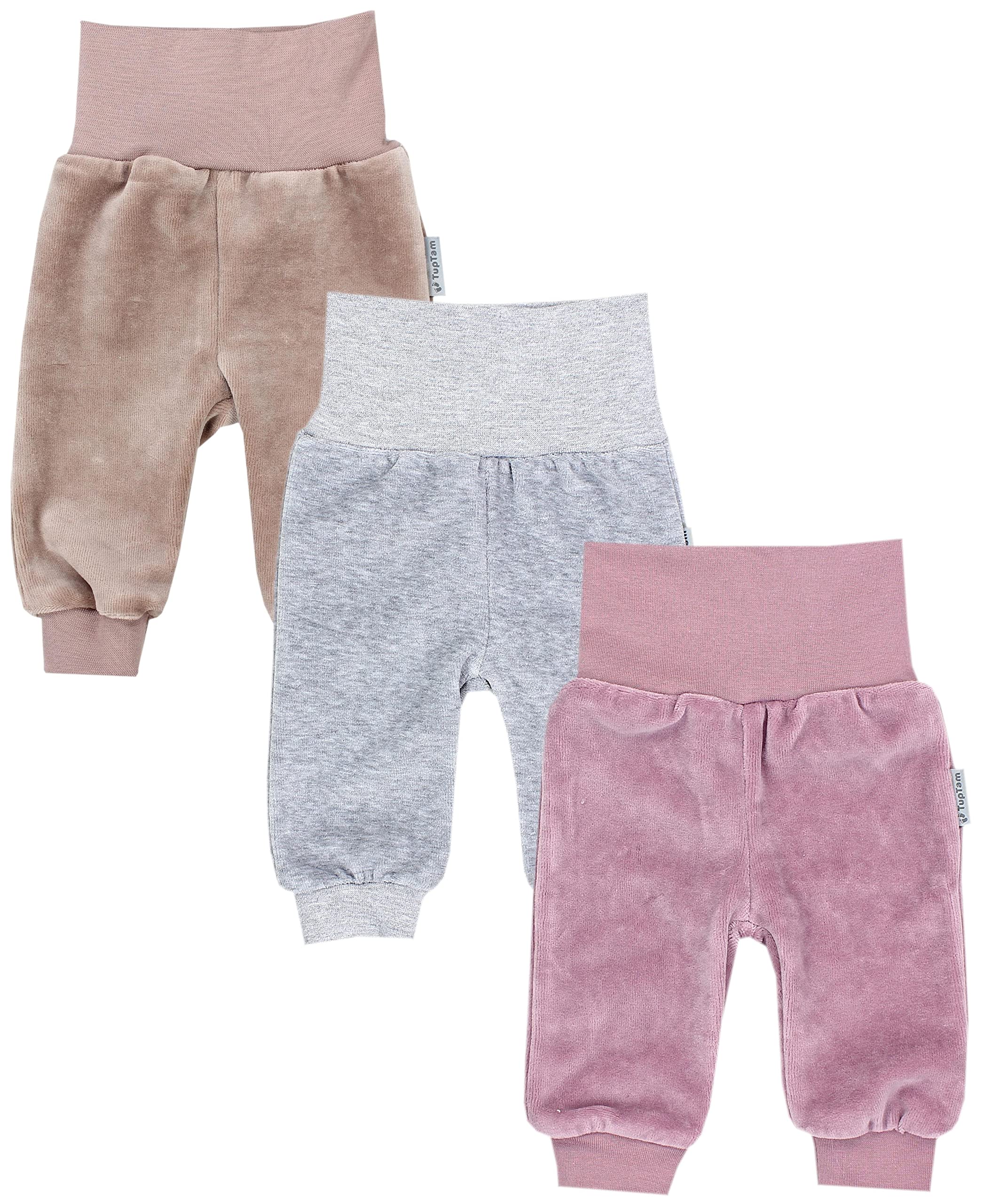 TupTam Pantalon de Jogging pour Bébés Filles en Velours, Lot de 3