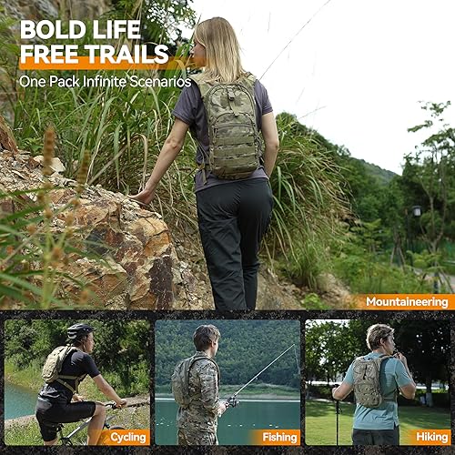 Miniatura 6 de MARCHWAY Mochila de hidratación táctica Molle con bolsa de agua de TPU de 2.5L, mochila militar para senderismo, ciclismo, mochileros, correr, cazar