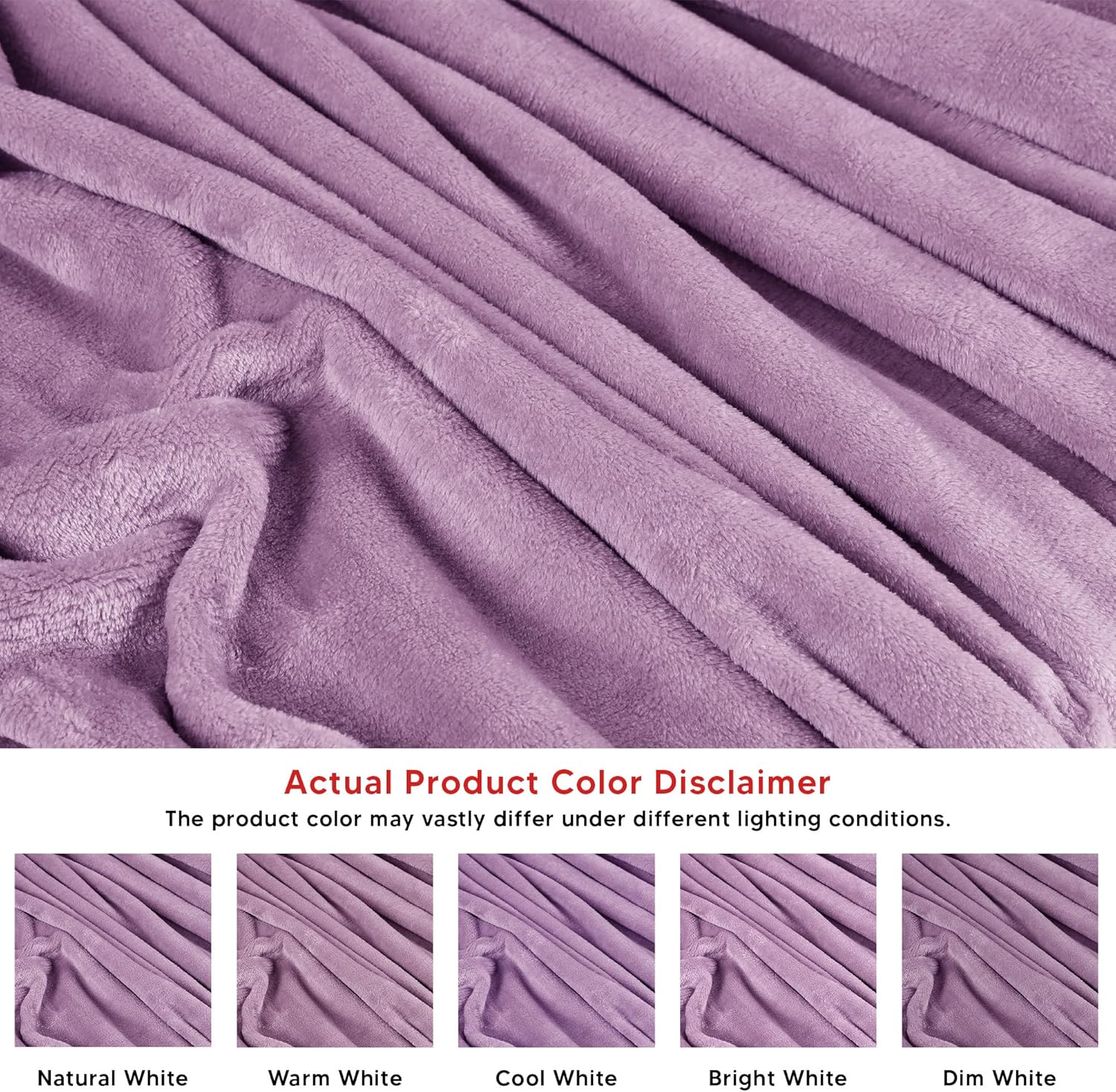 Utopia Bedding Lilac Fleece Blanket California King Size Lightweight Fuzzy Soft Anti-Static Microfiber Bed Blanket (102x96 Inch)