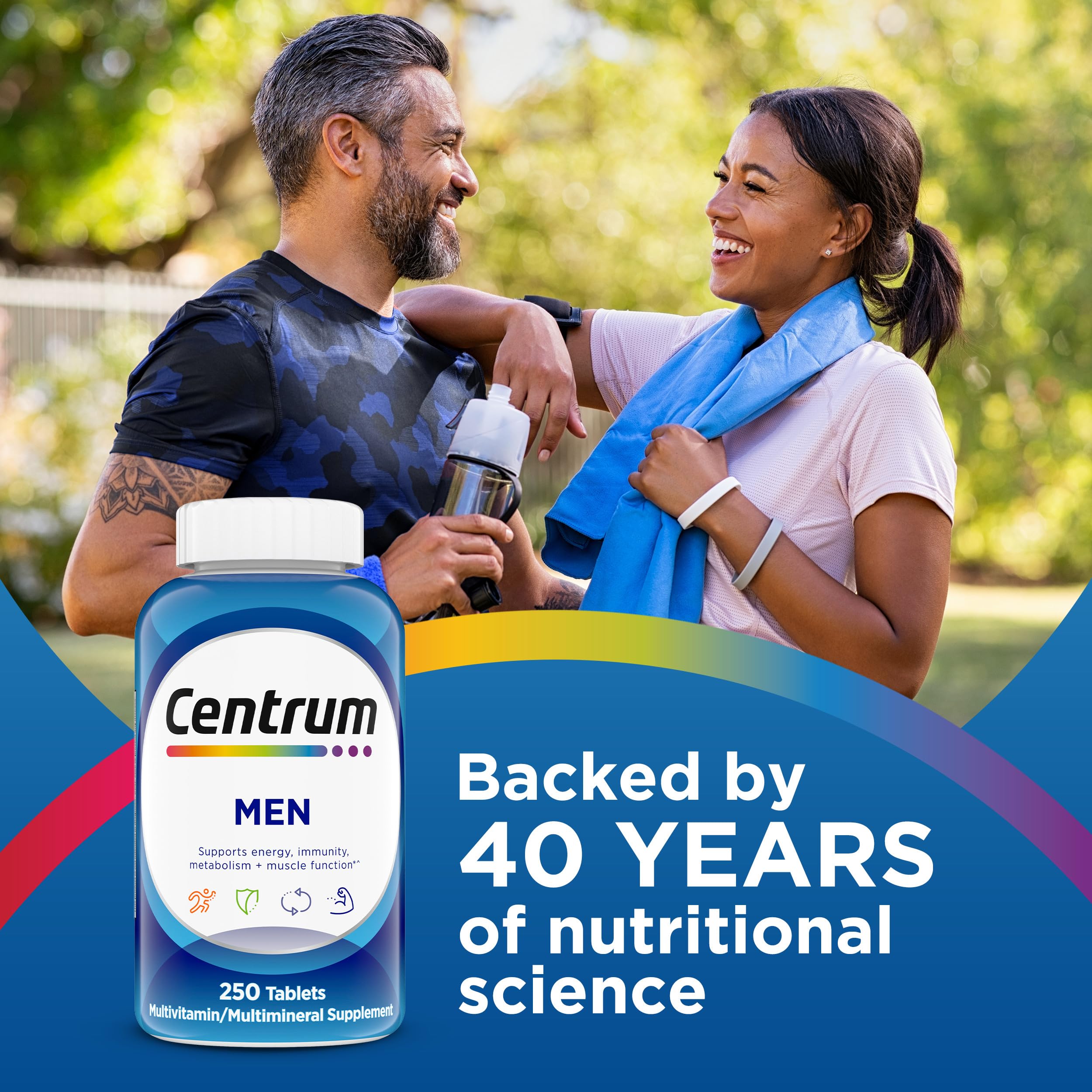 Centrum Multivitamin for Men, Multivitamin/Multimineral Supplement with Vitamin D3, B Vitamins and Antioxidants, Gluten Free, Non-GMO Ingredients - 250 Count — Amazon image 8