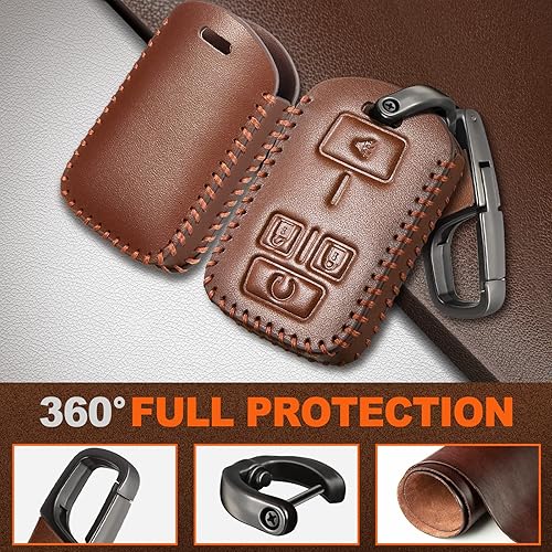 Miniatura 4 de Slohif Funda de cuero para llavero Chevy Chevrolet para Silverado Colorado GMC Sierra Canyon 2014-2019 4 botones funda de cuero  anillo en D  gancho
