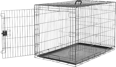 Amazon Basics Foldable Metal Wire Dog Crate with Tray, Single Door, 48 Inch