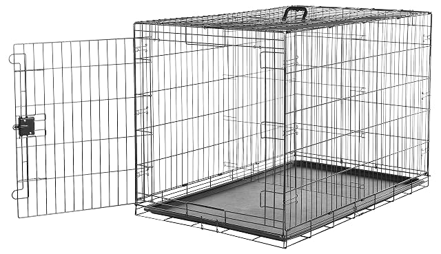 Amazon Basics Jaula para perro de alambre metálico, Duradero,Plegable con bandeja, puerta única