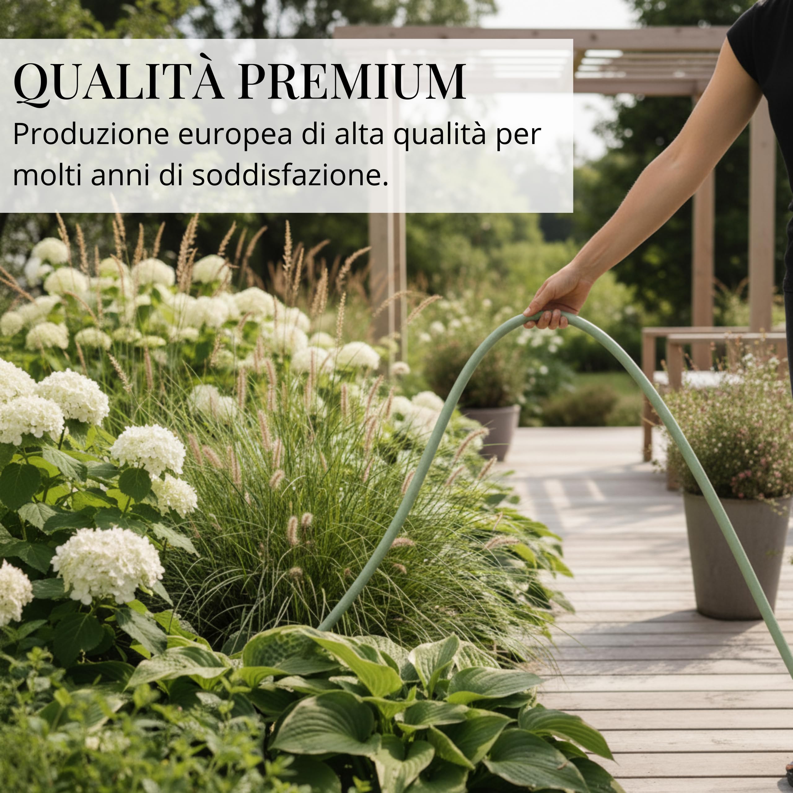 LIVLIG Tubo da Giardino 20m Design – Tubo Irrigazione Flessibile, 60% Riciclato, Resistente UV, Anti-Torsione, 1/2 Pollice, Verde