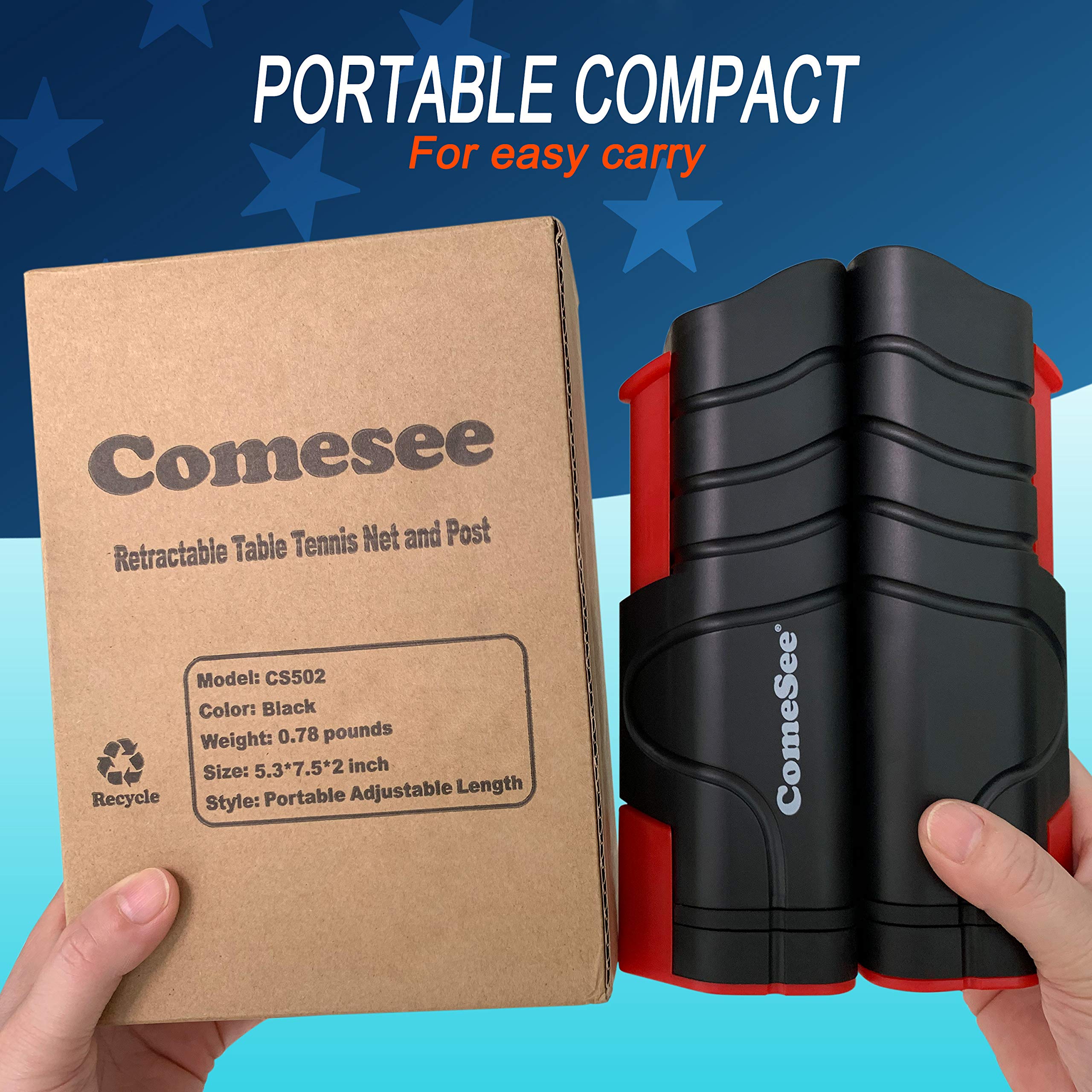 Comesee Red de ping pong retráctil para cualquier mesa, redes de tenis de mesa y equipo de postes para reemplazo (negro)