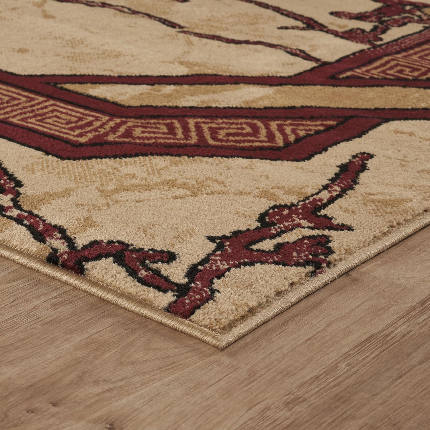 GLORY RUGS Area Rug Modern 2x7 Runner Burgundy Beige Black Cream Marble Soft Contemporary Floor Carpet with Premium Fluffy Texture for Indoor Living Dining Room and Bedroom Area