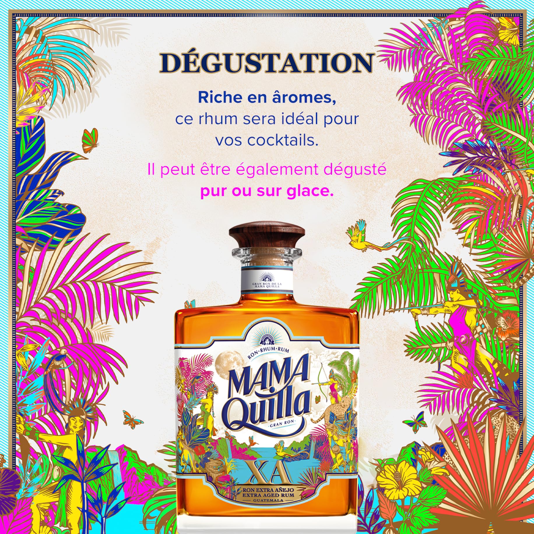 MAMA QUILLA - Rhum Vieux XA - Médaille d’or Rum & Cachaça Masters 2022 - 40 % Alcool - Origine : Guatemala - Bouteille de 70 cl