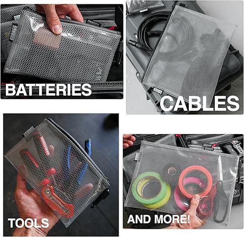 Miniatura 3 de GOBAGS Air Production - Bolsa transparente con cremallera de varios tamaños (paquete de 4) - Organizador de cables y bolsa de viaje para artículos