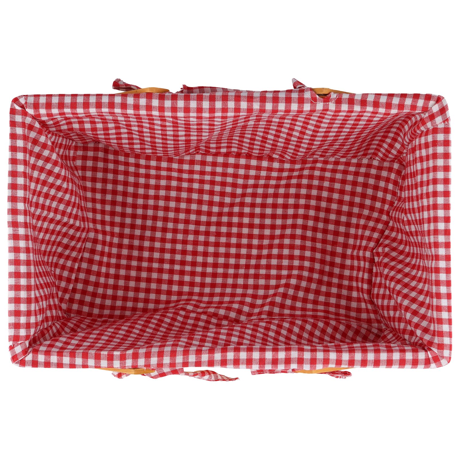 Cesta de picnic hecha a mano de madera, 34 x 21 x 16 cm, cesta de regalo trenzada con forro de tela, color marrón miel