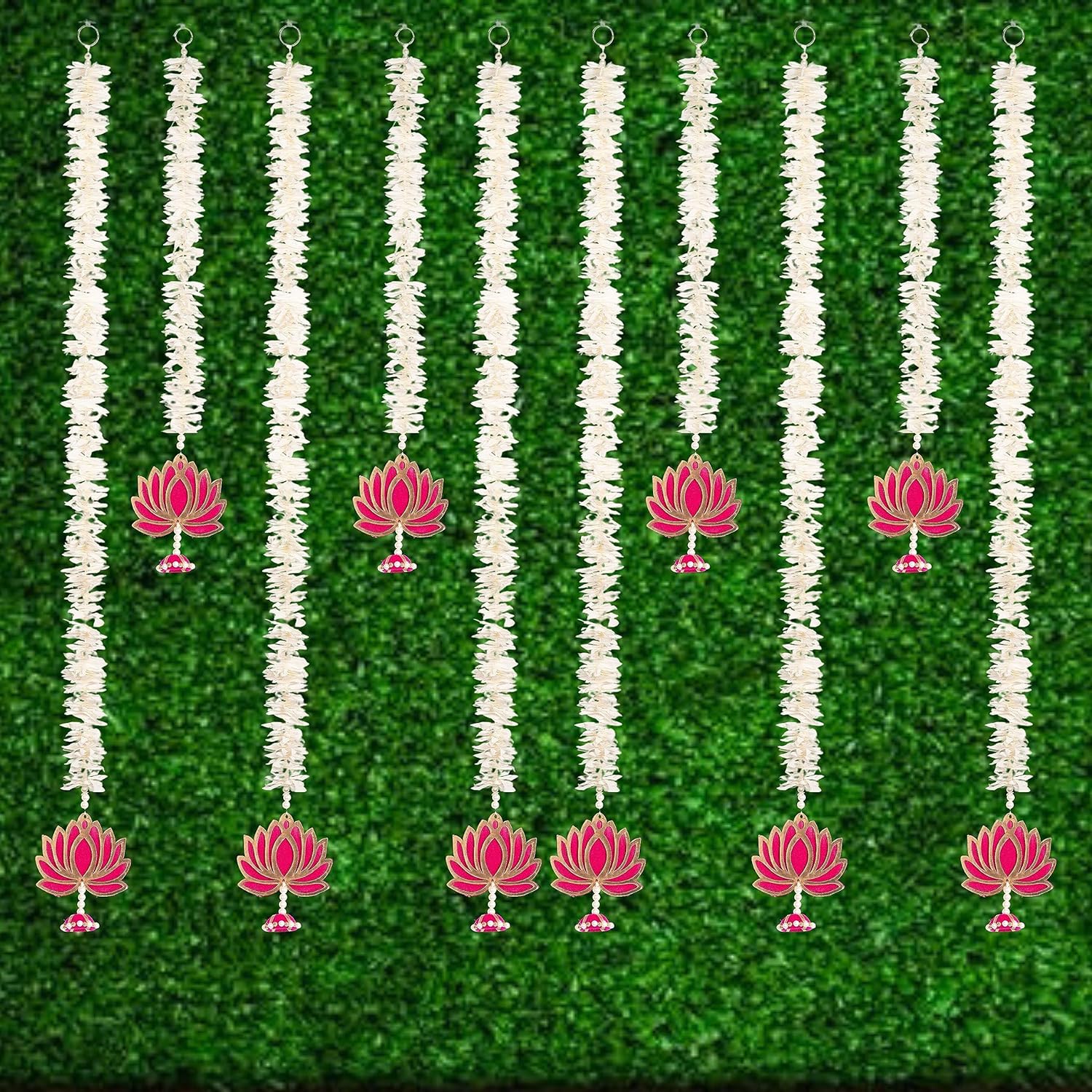 Mandir Item-Mandir Decoration, Long Length Off-White Flower-Lotus Hangings, Used as Door Hanging for Home decoration, Diwali item