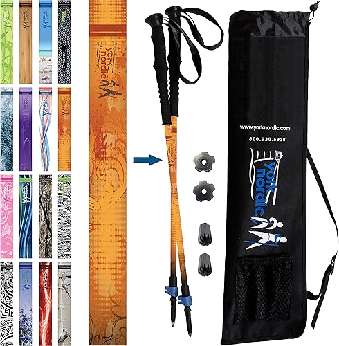 Miniatura 15 de York Nordic Bastones de senderismo y senderismo – Puños de espuma con correa nórdica – Ligeros, ajustables e ideales para el equilibrio – 2 piezas