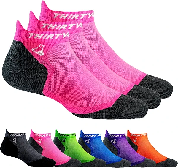 Thirty48 Ultralight Athletic Running Socks for Men and Women with Seamless Toe, Moisture Wicking, Cushion Padding