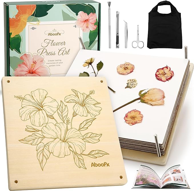 Aboofx Extra Large Flower Press Kit, 10.8" x 10.8" 10 Layers Wooden