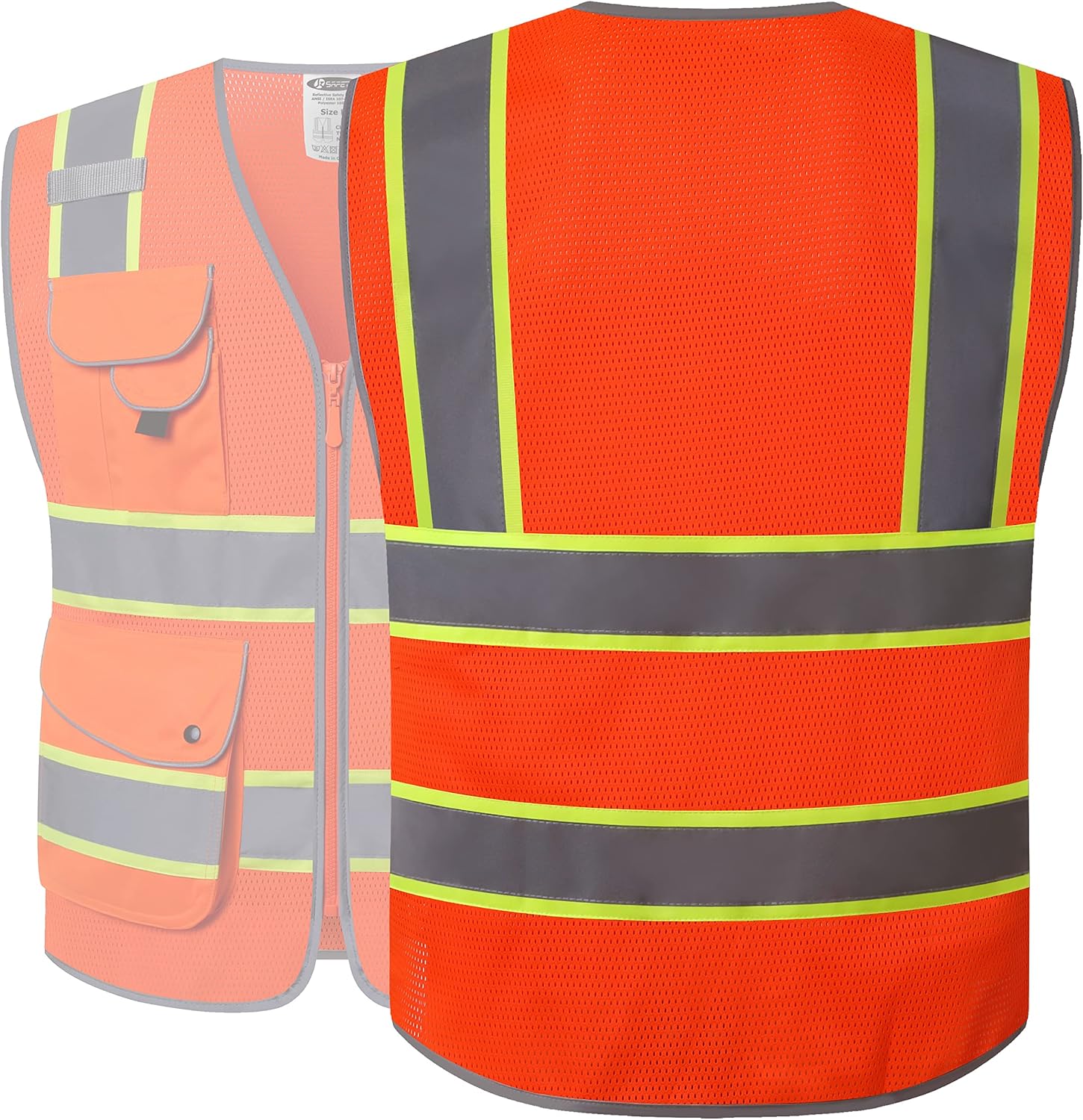  Safety Vest for Men Women Reflective Hi Vis JK100 Orange M thumbnail