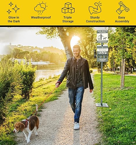 Miniatura 6 de Mini estación de basura para mascotas, incluye 600 bolsas de excremento de perro, estación de basura original que brilla en la oscuridad y letrero