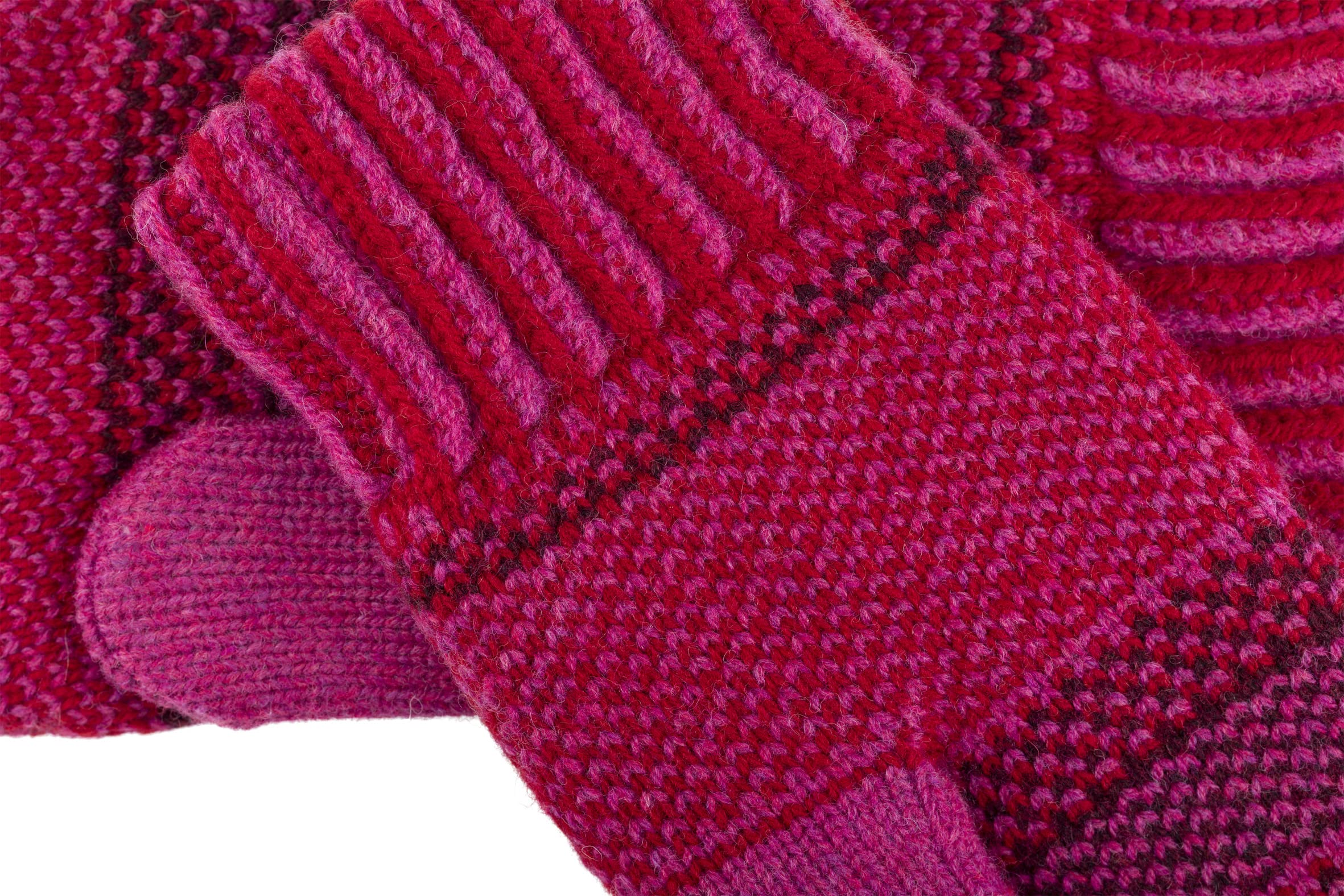 ÖJBRO VANTFABRIK guanti in maglia lana merino Fager Irma M (7-9) rosso guanto fuderato caldi morbidi Svezia