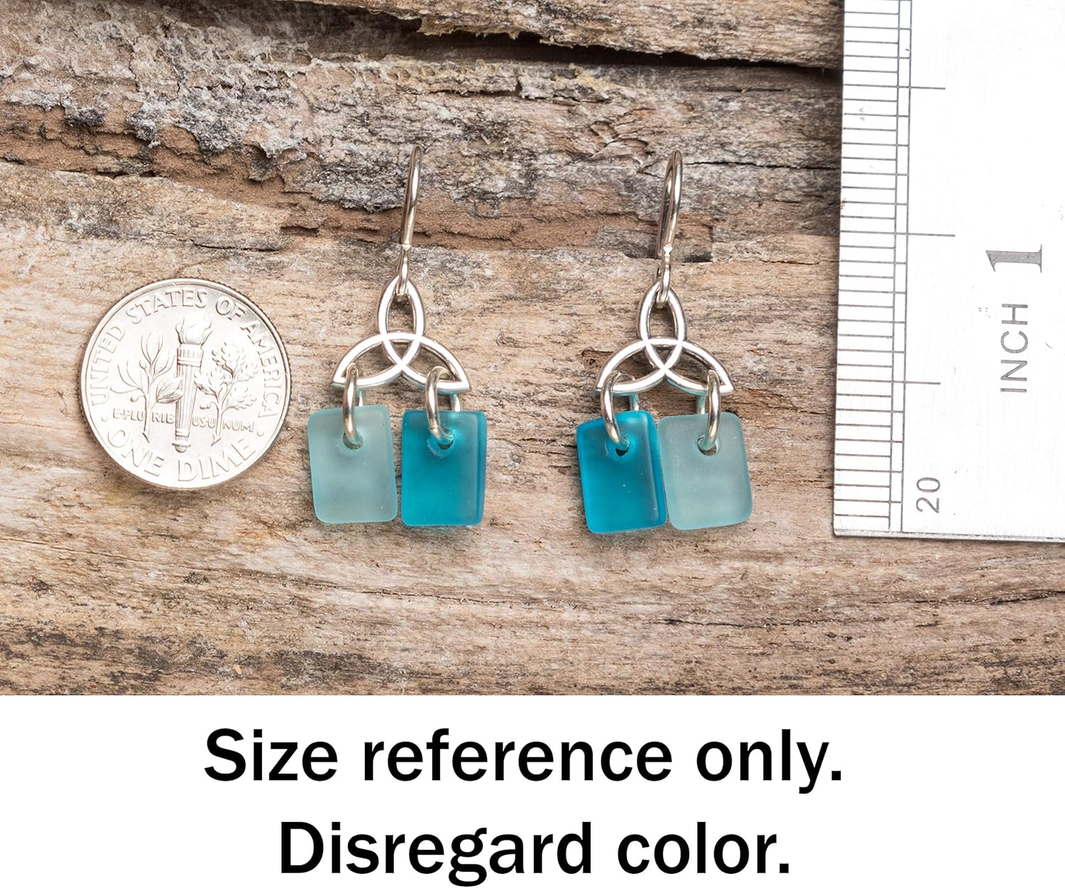 Sea Glass Celtic Knot Earrings - Sterling Drop Beach Earrings for Women by EcoSeaCo, using recycled and sustainable material. Handmade in the USA - Image 3