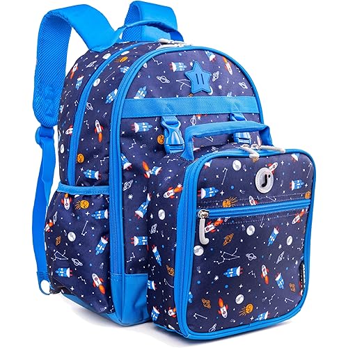 J World New York Unisex Kid's Backpack with Lunch Bag Set, Spaceship, One Size