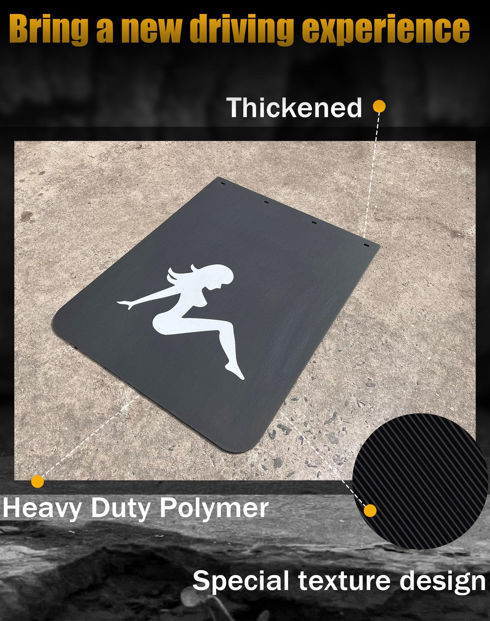 Truck Mud Flaps Polymer Heavy-Duty Semi Truck Mud Flaps - 24x30 Inch Polymer Splash Guards For Freightliner & Kenworth Truck Mud Flaps 24x30